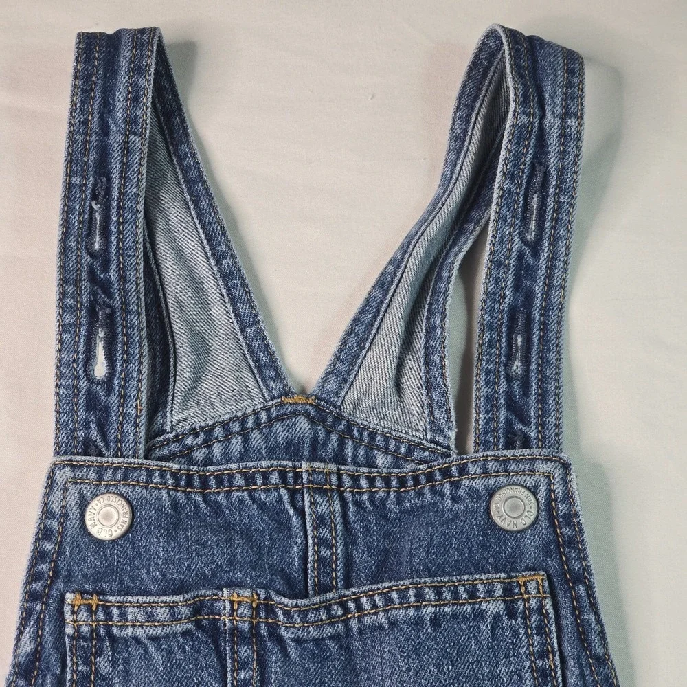 Old‎ Navy Denim Shortalls Girls L 10-12 Blue Distressed Raw Hem Overalls Country